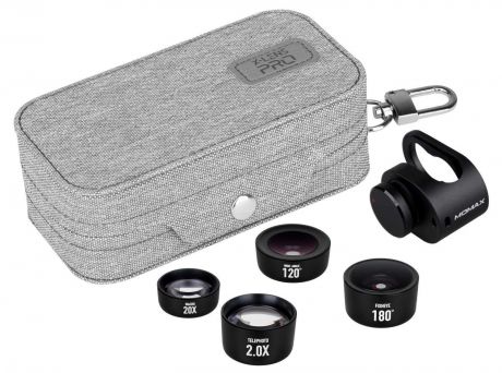 Объектив Momax X-LENS PRO 4 IN 1 Premium Lens Kit, черный