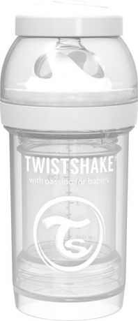 Twistshake Бутылочка для кормления 180 мл с контейнером для сухой смеси и соской 0+, белая