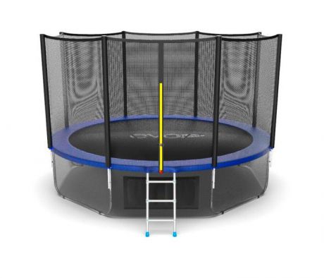 Батут EVO JUMP External 12ft (Blue) + Lower net. с внешней сеткой и лестницей, диаметр 12ft (синий) + нижняя сеть синий