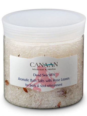 Соль для ванны Canaan Ароматическая соль для ванн с лепестками розы (для тела и освежающего душа), 550 мл