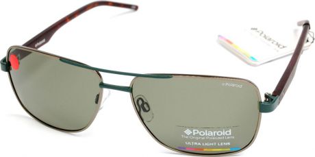 Очки солнцезащитные мужские Polaroid, PLD-233662VXT59RC, зеленый, коричневый