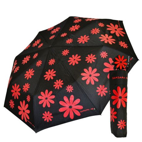 Зонт H.DUE.O (Italy) BV-FP100-4 HIPPY FLOWERS MINI, черный, красный
