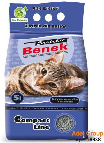 Наполнитель для кошачьего туалета Super Benek Компакт Лайн, комкующийся, морской бриз, 5 л