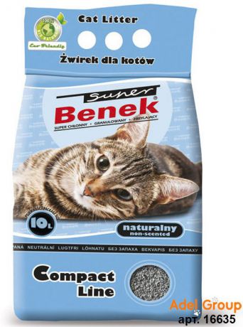 Наполнитель для кошачьего туалета Super Benek Компакт Лайн, комкующийся, 10 л