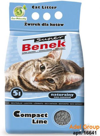 Наполнитель для кошачьего туалета Super Benek Компакт Лайн, комкующийся, 5 л