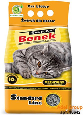 Наполнитель для кошачьего туалета Super Benek Стандарт Лайн, комкующийся, 10 л