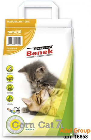 Наполнитель для кошачьего туалета Super Benek Corn Cat, кукурузный, комкующийся, 7 л