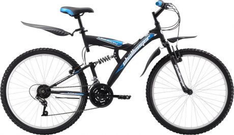 Велосипед горный Challenger Mission FS 26, 8712003000, черный, синий, рама 18", колесо 26"