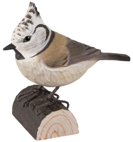 Декоративная фигурка птицы Wildlife Garden Crested tit ручной работы, WG428, дерево