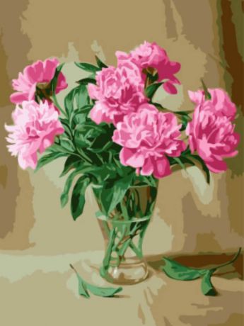 Набор для рисования по номерам Цветной "Пионы в стеклянной вазе", 30 x 40 см