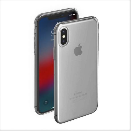 Чехол для сотового телефона ONZO GEL iPhone XS Max, прозрачный, темно-серый, черный