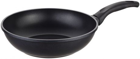 Сковорода-вок "EcoWoo", с антипригарным покрытием, цвет: черный. Диаметр 26 см
