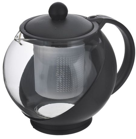 Чайник заварочный "Miolla", с фильтром, цвет: черный, прозрачный, 750 мл. DHA021P/A