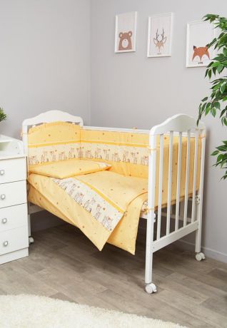 Комплект белья для новорожденных Сонный гномик Оленята, желтый