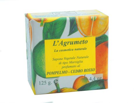 Iteritalia Мыло высококачественное натуральное растительное с ароматом ГРЕЙПФРУТ-КЕДР, 125 г