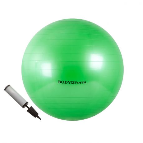 Мяч для фитнеса BodyForm Набор BF-GBP01 (22") 55 см. (Мяч гимнастический + насос), BF-GBP01-03, зеленый