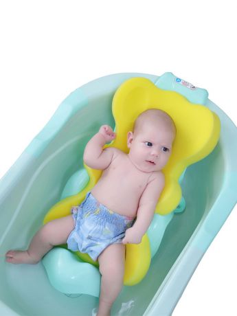 Матрасик для купания Baby Fox для купания новорожденных, поролоновый коврик в ванную для мытья грудничков (желт)
