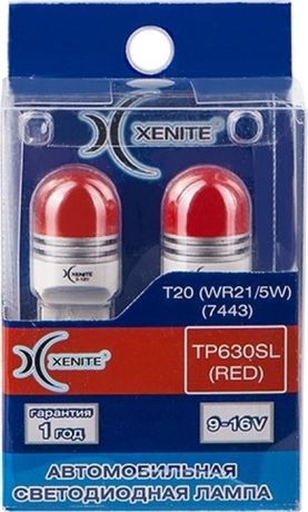 Автолампа Xenite TP630SL RED, светодиодная, 9-16V, T20, WR21W, 1009529, 2 шт