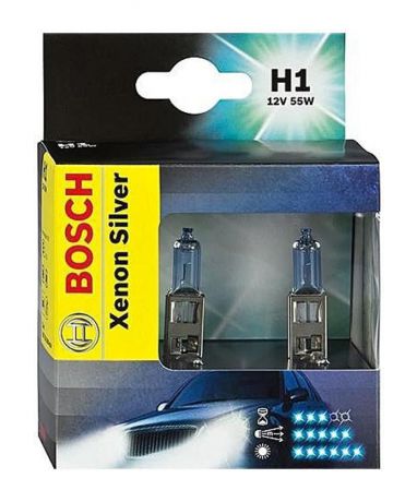Лампа галогенная Bosch H1 Xenon Silver 12V, 55W, 2 шт