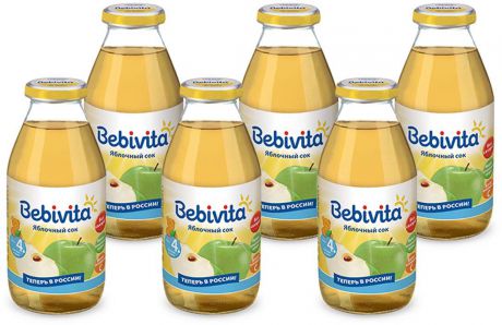 Bebivita сок яблочный восстановленный, осветленный, с витамином С, с 4 месяцев, 6 шт по 200 г