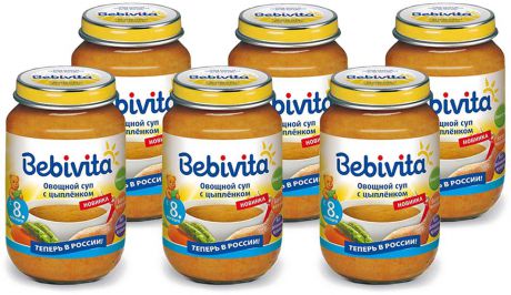 Bebivita суп-пюре овощной с цыпленком, с 8 месяцев, 6 шт по 190 г