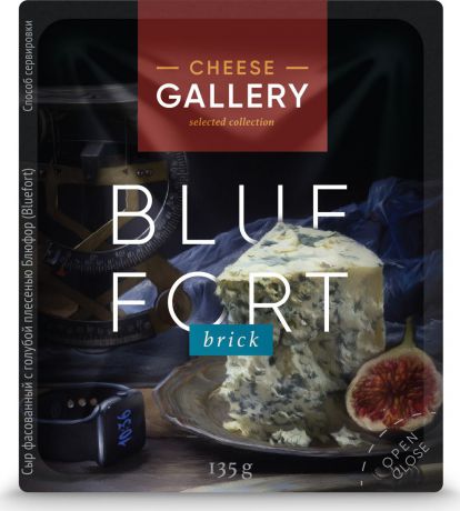 Cheese Gallery Сыр Bluefort, 56%, c голубой плесенью, 135 г
