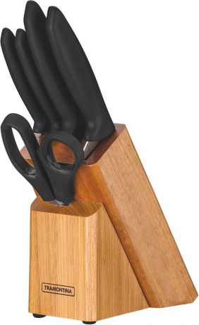 Набор кухонных ножей Tramontina Plenus, на подставке, 23498/015-TR, черный, 6 предметов