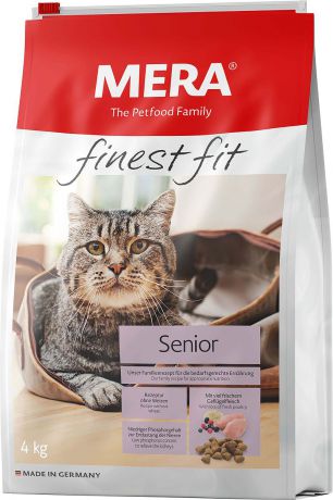 Корм сухой Мера Finest Fit Senior, для пожилых кошек 8+, 4 кг