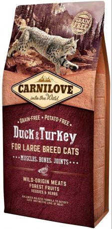 Сухой корм Brit Carnilove Duck & Turkey for Large Breed Cats с уткой и индейкой для кошек крупных пород (2 кг, Утка и индейка)
