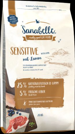 Сухой корм Sanabelle Sensitive для кошек с чувствительным пищеварением (10 кг, Птица)
