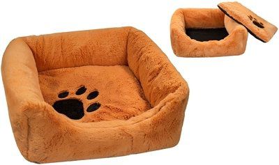 Лежак Дарэлл Zоо-М Belka квадратный пухлый с подушкой для животных (35 х 35 х 13 см, Рыжий)