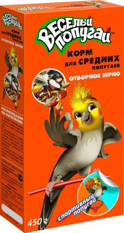 Корм Зоомир Веселый Попугай с отборным зерном для средних попугаев 450 г (450 г, )