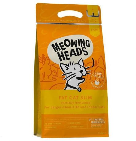 Сухой корм Meowing Heads Худеющий толстячок беззерновой для кошек с избыточным весом с курицей и лососем (1,5 кг, )