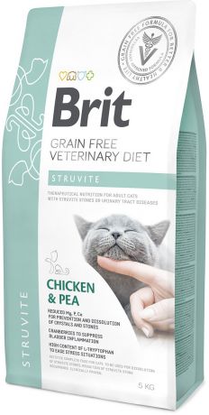 Cухой корм Brit Veterinary Diet Cat Grain free Struvite при струвитном типе МКБ для кошек (2 кг, Курица и горох)
