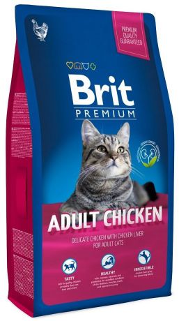 Сухой корм Brit Premium Cat Adult Chicken с мясом курицы и соусом из куриной печени для взрослых кошек (1,5 кг, Курица и печень)