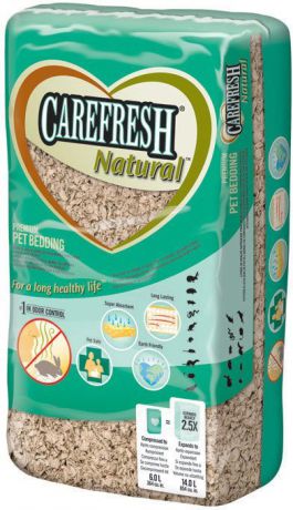 Наполнитель CareFresh NATURAL натуральный на бумажной основе для мелких домашних животных и птиц 14 л (14л, )