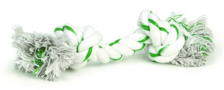 Игрушка Beeztees Канат с 2-мя узлами с мятным вкусом для собак (125 г/32 см, Бело/зеленый)