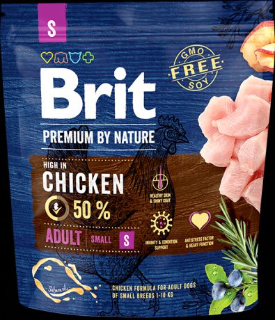 Сухой корм Brit Premium by Nature Adult S для взрослых собак мелких пород (1 кг, )
