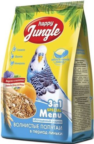 Корм Happy Jungle для волнистых попугаев в период линьки (500 г, )