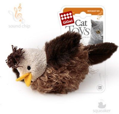 Игрушка Gigwi Птичка со звуковым чипом для кошек (6 см, Коричневый)