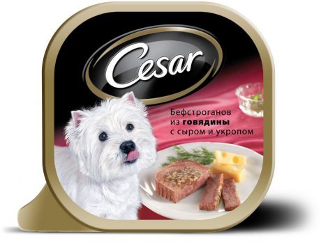 Консервы Cesar для собак 100 г (100 г, Бефстроганов из говядины с сыром и укропом)