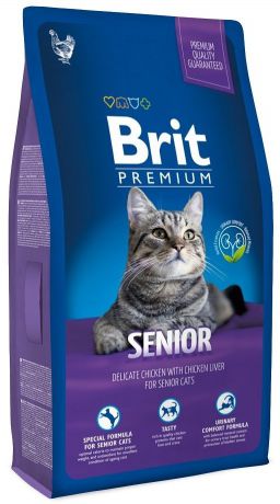 Сухой корм Brit Premium Cat Senior для пожилых кошек (1,5 кг, Курица и печень)