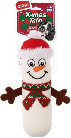 Игрушка Gigwi Кристмас Маленький снеговик с пищалкой для собак (18 см, Белый)