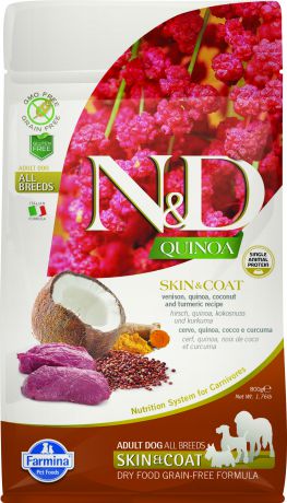 Сухой корм Farmina N&D Dog Grain Free Quinoa Skin & Coat Venison для собак (2,5 кг, Оленина и киноа)