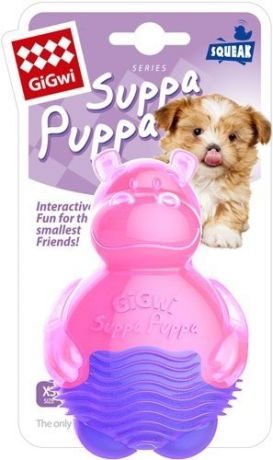 Игрушка Gigwi Suppa Puppa Бегемотик с пищалкой для собак (10 см, Розовый)