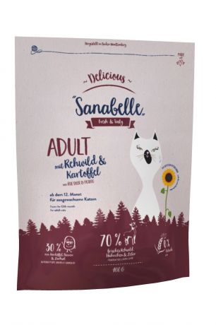 Сухой корм Sanabelle Delicious Adult беззерновой с косулей и картофелем для кошек (2 кг, Косуля и картофель)
