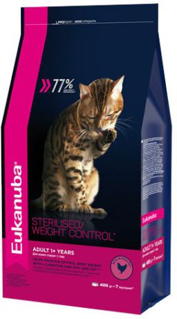 Сухой корм Eukanuba Adult Sterilised Weight Control с курицей для стерилизованных кошек (1,5 кг, )