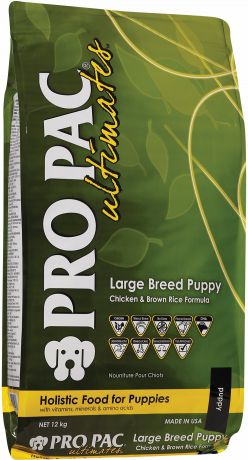Сухой корм Pro Pac Ultimates Large Breed Puppy Chicken&Brown Rice с курицей и коричневым рисом для щенков крупных пород (12 кг, Курица и рис)