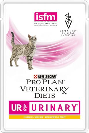 Паучи Pro Plan Veterinary Diets UR Urinary для кошек при заболеваниях мочеполовой системы (85 г, Курица)