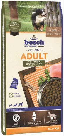 Сухой корм Bosch Adult Poultry&Millet с птицей и просо для взрослых собак (15 кг, Птица и просо)